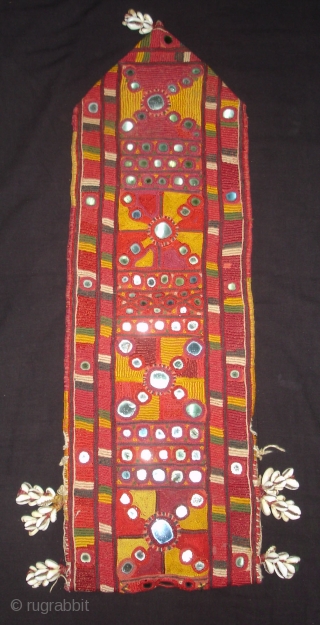 Ceremonial Banjara Chanchi Bag From Karnataka,South India.Embroidered and Quilted on cotton.Its size is 19cmX60cm(DSC00639New).                   