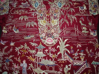 Cheena-Cheeni no Jhablo,Parsi Jhabla(Blouse)From Surat Gujarat India.This kind of Jhabla's were embroidered by Chinese artisans in the town of Surat in Gujarat for the Parsi women of that region.The Parsi's are a  ...