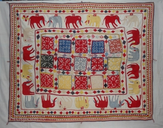 Marriage Canopy Applique work on the Cotton, From Saurashtra Region of Gujarat, India.Its size is 158cmx190cm. Circa 1900(DSC01819 New).              