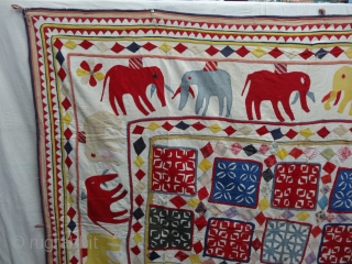 Marriage Canopy Applique work on the Cotton, From Saurashtra Region of Gujarat, India.Its size is 158cmx190cm. Circa 1900(DSC01819 New).              