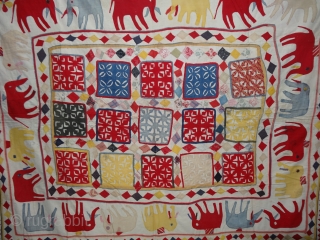 Marriage Canopy Applique work on the Cotton, From Saurashtra Region of Gujarat, India.Its size is 158cmx190cm. Circa 1900(DSC01819 New).              