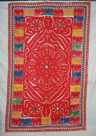 Dharaniya Wall Hanging Applique work on the Cotton, From Saurashtra Region of Gujarat, India.Its size is 110cmx170cm. Circa 1900(DSC01832 New).             