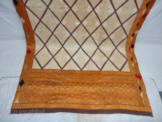 Phulkari From West(Pakistan)Punjab. India.Known as Chand Bagh.C.1900. Floss silk on hand spun cotton ground cloth(DSC04729).                  