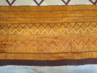 Phulkari From West(Pakistan)Punjab. India.Known as Chand Bagh.C.1900. Floss silk on hand spun cotton ground cloth(DSC04729).                  