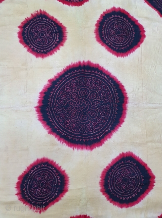 Ceremonial Tie and Dye Odhani known as Kumbhi,Tie and Dye Work on the Gajji-Silk From Kutch Region of Gujarat, India. c.1900. Its size is 150cmX180cm. This were Traditionally used mainly by Muslim  ...