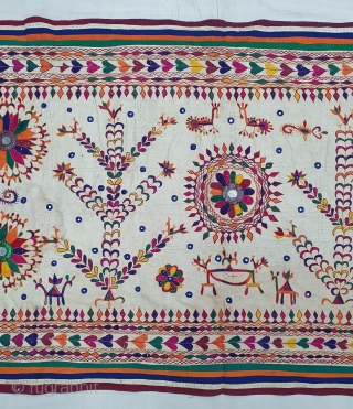 Khil Wall Hanging From Chotila Taluka of Surendranagar District Of Gujarat.India.Used by the Rabari shepherd Community of Chotila Taluka.C.1900. Its size is 88cmX164cm(20200217_153842).
          