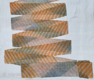 Muslin turban cloth tie-dyed in multiple colours in lahariya (wave) style, From Sekhawati District Rajasthan. India. c.1900. Its size is near by 6 to 8 miters(20200222_190633).
       