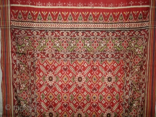 Ceremonial Patola Cloth,Silk,Double Ikat,its size is 95cm X 310cm.Probably,Patan,Gujarat.India.Early 18th Century.Perfect Condition.Rare to find Small Size Patola(DSC02749 New).               