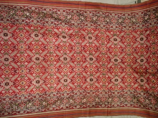 Ceremonial Patola Cloth,Silk,Double Ikat,its size is 95cm X 310cm.Probably,Patan,Gujarat.India.Early 18th Century.Perfect Condition.Rare to find Small Size Patola(DSC02749 New).               