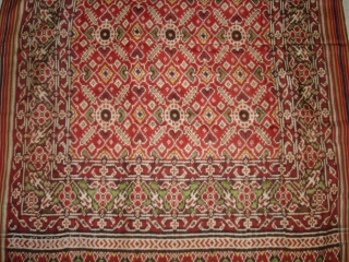 Ceremonial Patola Cloth,Silk,Double Ikat,its size is 95cm X 310cm.Probably,Patan,Gujarat.India.Early 18th Century.Perfect Condition.Rare to find Small Size Patola(DSC02749 New).               