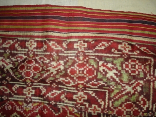 Ceremonial Patola Cloth,Silk,Double Ikat,its size is 95cm X 310cm.Probably,Patan,Gujarat.India.Early 18th Century.Perfect Condition.Rare to find Small Size Patola(DSC02749 New).               