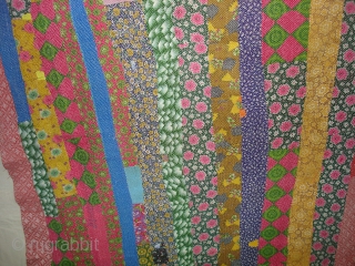Patch Work Kantha Quilt,cotton,Probably From East Bengal(Bangladesh)region.India.Its size is 145cmX206cm.Very fine Quilting(DSC04068 New).                    