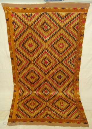 Phulkari From West(Pakistan) Punjab.India.known As Panchrangi Bagh very Rare influence of Shisha Design,Very rare kind of Bagh(DSC01490 New).               