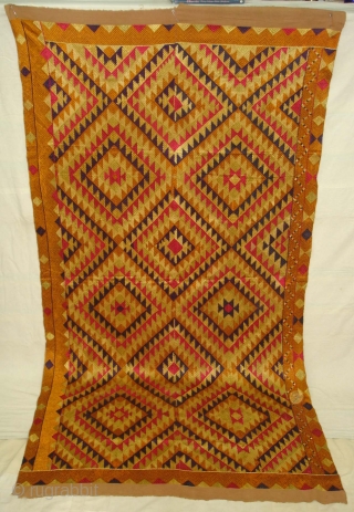 Phulkari From West(Pakistan) Punjab.India.known As Panchrangi Bagh very Rare influence of Shisha Design,Very rare kind of Bagh(DSC01490 New).               