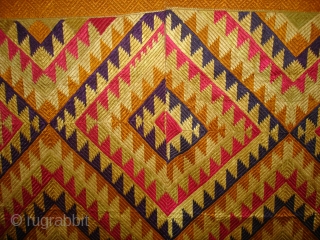 Phulkari From West(Pakistan) Punjab.India.known As Panchrangi Bagh very Rare influence of Shisha Design,Very rare kind of Bagh(DSC01490 New).               