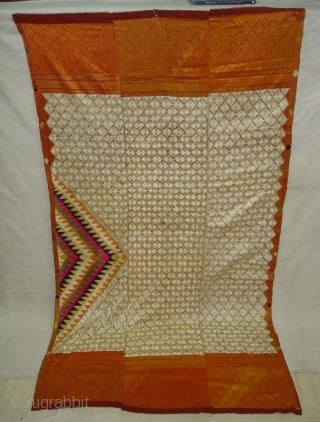 Phulkari From West(Pakistan) Punjab.India.known As Shisha Bagh very Rare influence of Ghughat Design with Satrangi Lahariya Design Very Rare Kind of Bagh(DSC01500 New).          