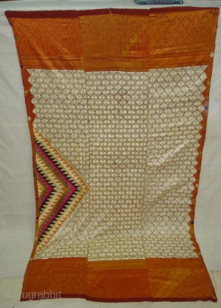 Phulkari From West(Pakistan) Punjab.India.known As Shisha Bagh very Rare influence of Ghughat Design with Satrangi Lahariya Design Very Rare Kind of Bagh(DSC01500 New).          