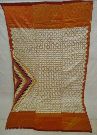 Phulkari From West(Pakistan) Punjab.India.known As Shisha Bagh very Rare influence of Ghughat Design with Satrangi Lahariya Design Very Rare Kind of Bagh(DSC01500 New).          