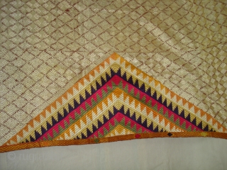 Phulkari From West(Pakistan) Punjab.India.known As Shisha Bagh very Rare influence of Ghughat Design with Satrangi Lahariya Design Very Rare Kind of Bagh(DSC01500 New).          