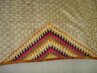 Phulkari From West(Pakistan) Punjab.India.known As Shisha Bagh very Rare influence of Ghughat Design with Satrangi Lahariya Design Very Rare Kind of Bagh(DSC01500 New).          