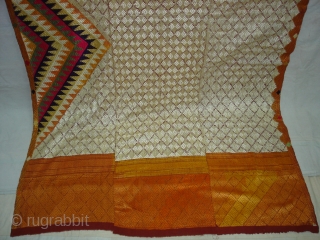 Phulkari From West(Pakistan) Punjab.India.known As Shisha Bagh very Rare influence of Ghughat Design with Satrangi Lahariya Design Very Rare Kind of Bagh(DSC01500 New).          