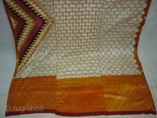 Phulkari From West(Pakistan) Punjab.India.known As Shisha Bagh very Rare influence of Ghughat Design with Satrangi Lahariya Design Very Rare Kind of Bagh(DSC01500 New).          