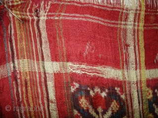 Patola Sari,Silk Double Ikat.Probably Patan Gujarat India. This Patola Uses one of the Rare designs.known as Paneter Yellow Patola. Its size is 128cmX285cm.Please Ask for more Detail Pictures(DSC07403 New).    