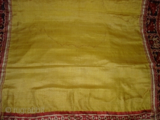 Patola Sari,Silk Double Ikat.Probably Patan Gujarat India. This Patola Uses one of the Rare designs.known as Paneter Yellow Patola. Its size is 128cmX285cm.Please Ask for more Detail Pictures(DSC07403 New).    