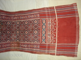 Patola Imitation(cotton)Block Print and Kalamkar,Probably Made to order in India or might be Indonesia.Its size is 70cmX275cm(DSC03023 New).               