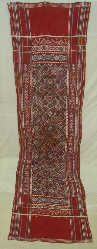 Patola Imitation(cotton)Block Print and Kalamkar,Probably Made to order in India or might be Indonesia.Its size is 70cmX275cm(DSC03023 New).               