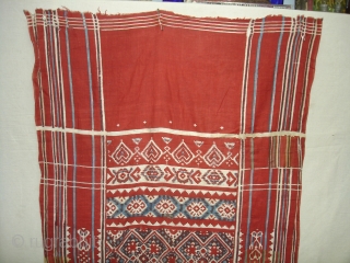 Patola Imitation(cotton)Block Print and Kalamkar,Probably Made to order in India or might be Indonesia.Its size is 70cmX275cm(DSC03023 New).               