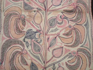 Kantha Quilted and embroidered cotton kantha Probably From East Bengal(Bangladesh) region,India.Its size is 55cmX88cm(DSC04426 New).                  