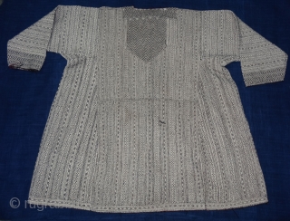 Men's Wedding Dress From The Pashai People In Nuristan Afghanistan.Early to mid C.20th,Fine back embroidery on the heavy white cotton cloth creates a distinctive and subtle effect.Its size is W-98cm,L-90cm,S-26cmX62cm. Good Condition(DSC01864  ...