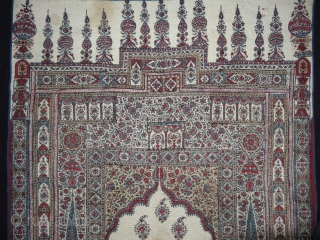 Quilted Kalamkari of Jainamaz style,From Msulipatam,Andhra Pradesh, India.Made for Persian Market,C.1865.Hand spurn cotton,Natural Dyes.Its size is 90cmX114cm(DSC01916 New).               