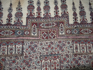 Quilted Kalamkari of Jainamaz style,From Msulipatam,Andhra Pradesh, India.Made for Persian Market,C.1865.Hand spurn cotton,Natural Dyes.Its size is 90cmX114cm(DSC01916 New).               