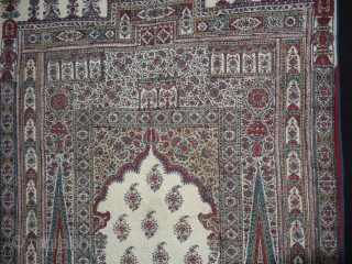 Quilted Kalamkari of Jainamaz style,From Msulipatam,Andhra Pradesh, India.Made for Persian Market,C.1865.Hand spurn cotton,Natural Dyes.Its size is 90cmX114cm(DSC01916 New).               