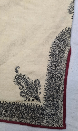 A Kashmir Embroidery Choga (Coat) Borders with Keri butis, From Kashmir, India. India. There are imitation pockets in the front and similar motifs on the sleeves, The back and Shoulders are Decorated with Elaborate  ...