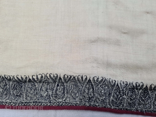 A Kashmir Embroidery Choga (Coat) Borders with Keri butis, From Kashmir, India. India. There are imitation pockets in the front and similar motifs on the sleeves, The back and Shoulders are Decorated with Elaborate  ...