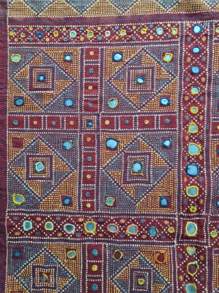 Odhani Bishnoi Shawl From Shekhawati District of Rajasthan, India. Odhani Look Like Tie and Dye,But Embroidered one by one on the cotton Khadder (Village Khadi)cloth with natural colours,From the Villages of Shekhawati  ...