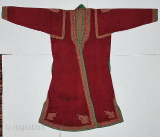 A Fine Embroidery Robe Choga this is a man's Robe Decorated fine densely embroidery along with its Edges, Pendant motifs at the center of the back and on the shoulders. From Kashmir  ...