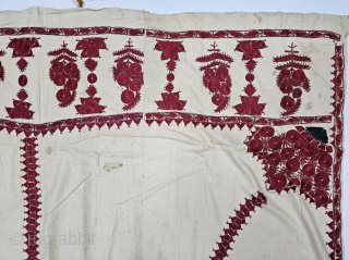 Abochhini Wedding Head Shawl  (Women) from Sindh Region of Undivided India. India, Silk Floss  Embroidery on the Hand Woven Cotton Ground Cloth.

Belong to the Sammat Group From Nawabshah Sindh Pakistan  ...