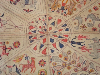 Kantha Quilted and embroidered cotton Kantha Probably From Faridpur District of East Bengal(Bangladesh)region.India.Its size is 100cmX146cm(DSC01005 New).                