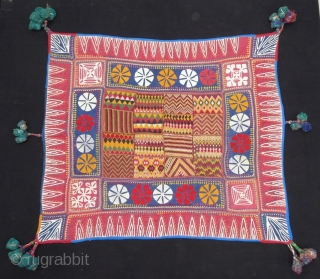 Ceremonial Banjara Baby Jolna From Madhiya Pradesh. India. Known As Jolna. Finely Embroidered And Applied work Banjara Jolna. c.1900. Its Size is 72cmX86cm(DSC04909).
          