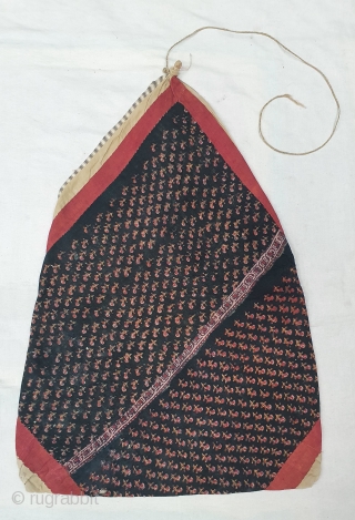 Early Block Print Dowry Bag (Natural Dyes on cotton) From Balotra, Rajasthan. India.C.1900.Its size is 52cmX70cm (20200304_130255).                