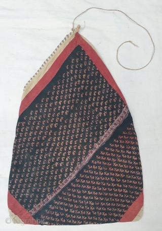 Early Block Print Dowry Bag (Natural Dyes on cotton) From Balotra, Rajasthan. India.C.1900.Its size is 52cmX70cm (20200304_130255).                