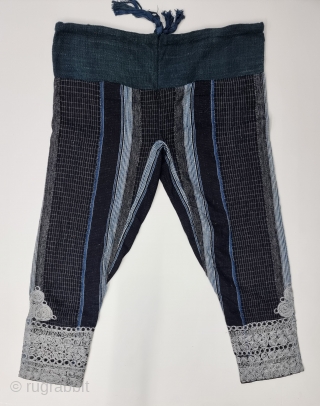 Indigo Blue African Tribal Trouser (Ejar) From Africa, Its Silk Embroidery on Natural Colour , Indigo Blue Cotton Stripes.

C.1875-1900.

Its size is L-98cm,W-120cm (20230306_163634).          