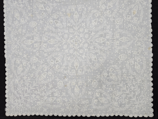 A Very Rare Chikankari Embroidery Rumal On the Cotton From Lucknow India.

Chikankari became popular with the Mughals and may have originated in Bengal. There are several legends describing its association with Lucknow,  ...