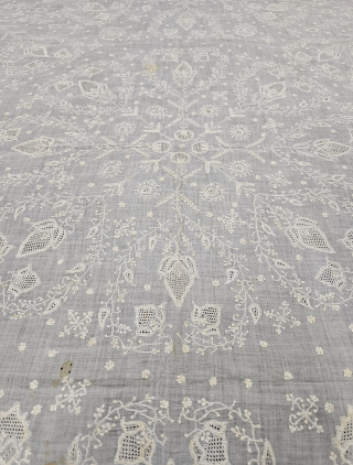 A Very Rare Chikankari Embroidery Rumal On the Cotton From Lucknow India.

Chikankari became popular with the Mughals and may have originated in Bengal. There are several legends describing its association with Lucknow,  ...