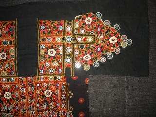 Embroidered Blouse-Front(Gaj)Umrani Jat Group,From Jamali Shah Village,Sindh Provision of Pakistan.Early 19th century.Tie-Dye Cotton,Red silk lined with cotton,silk embroidery with mirrors(DSC04122).             