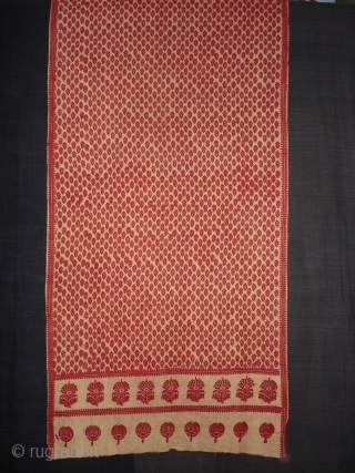 Floral Block Printed Cotton Patka(Head Cover)From Nakhatrana,District of Kutch,Gujarat,India.Its size is 70X440cm.Condition is very good.Its Rare piece of Patka(DSC08125 New).             